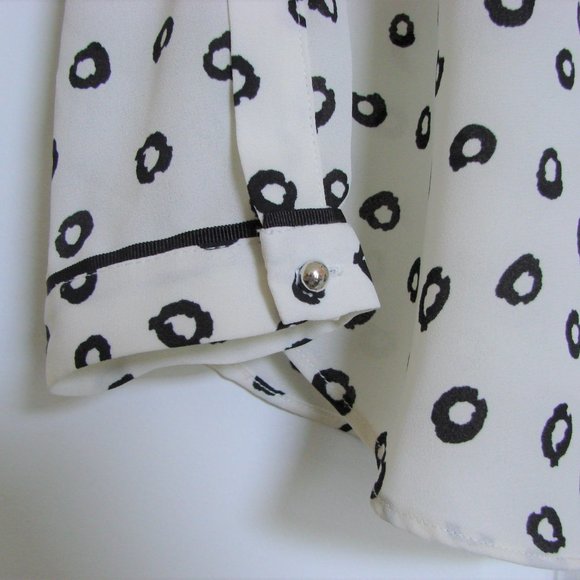 Zara Black and White Pattern Zipper Front V-neck Tunic Blouse Office Size Medium - Picture 8 of 12